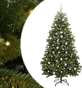 Sztuczna choinka z 300 diodami LED Zielony 210 cm PVC i Metal