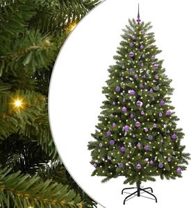 Sztuczna choinka z 300 diodami LED Zielony 240 cm PVC i Metal