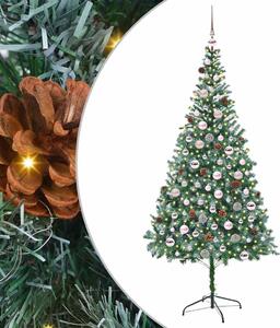 Sztuczna choinka z 300 diodami LED Zielony 210 cm PVC i stal