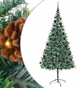 Sztuczna choinka z 300 diodami LED Zielony 210 cm PVC i stal