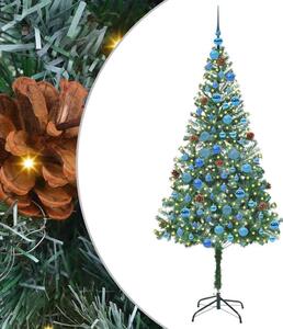 Sztuczna choinka z 300 diodami LED Zielony 180 cm PVC i stal