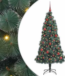 Sztuczna choinka LED z zestawem bombek Zielony 150 cm PET