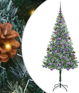 Sztuczna choinka z 300 diodami LED Zielony 180 cm PVC i stal