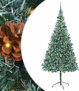 Sztuczna choinka z 300 diodami LED Zielony 210 cm PVC i stal