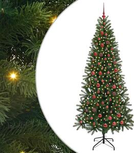 Sztuczna choinka z 300 diodami LED Zielony 210 cm PE i PVC