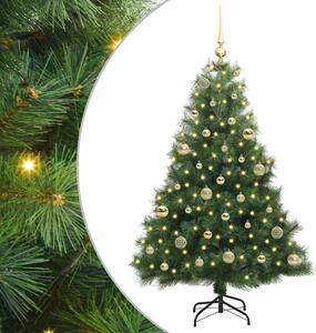 Sztuczna choinka z 150 diodami LED Zielony 150 cm PE i PVC