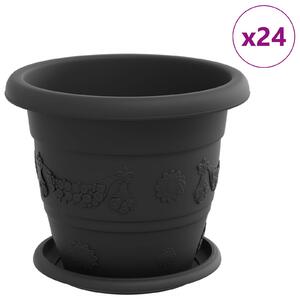 Doniczki 24 pcs Czarny Ø 22 x 18 cm Z tworzywa sztucznego