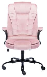 Krzesło biurowe, różowe, tapicerowane aksamitem