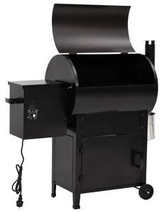 Grill na pellet z kominem, czarny, 104 cm, żelazo