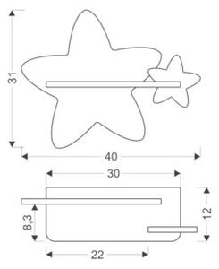 Kinkiet STAR żółty LED 1x5W 250lm wym:31x40x12cm IP20 Candellux