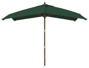Parasol ogrodowy na drewnianym słupku, zielony, 300x300x273 cm
