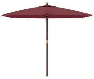 Parasol ogrodowy na drewnianym słupku, bordowy, 299x240 cm