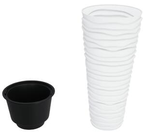 Donica z pojemnikiem wewnętrznym, biała, 18/45 L, PP, prążki