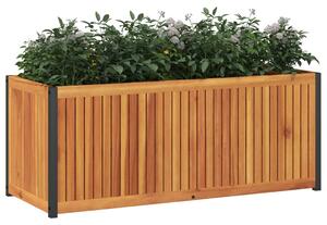 Donica ogrodowa, 110x45x44 cm, lite drewno akacjowe i stal