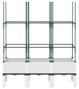 Donica ogrodowa z kratką, biała, 120x40x142,5 cm, PP