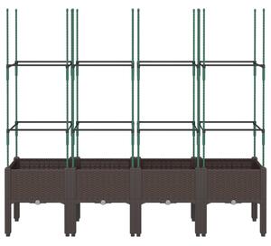 Donica ogrodowa z kratką, brązowa, 160x40x142,5 cm, PP