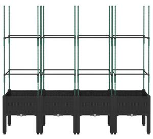 Donica ogrodowa z kratką, czarna, 160x40x142,5 cm, PP