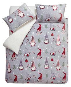 Szara pościel dwuosobowa z mikropluszu 230x220 cm Festive Gnomes – Catherine Lansfield
