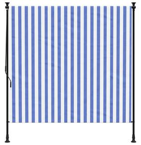 Roleta zewnętrzna, niebiesko-biała, 200x270 cm, tkanina i stal