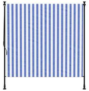 Roleta zewnętrzna, niebiesko-biała, 150x270 cm, tkanina i stal