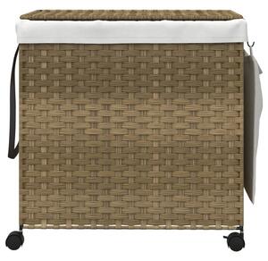 Kosz na pranie z kółkami, 60x35x60,5 cm, rattan