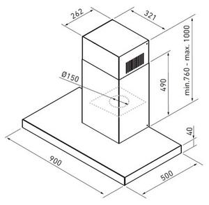 Okap GLOBALO Nidaro 90.5 Czarny 564m3/h 64dB klasa B