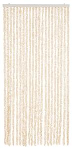 Zasłona przeciwko owadom, beżowo-biała, 90x220 cm, szenil