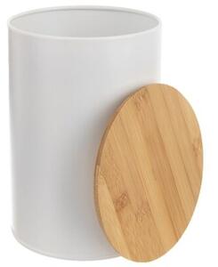 Pojemnik na żywność metalowy biały z bambusową pokrywką WHITELINE 800 ML