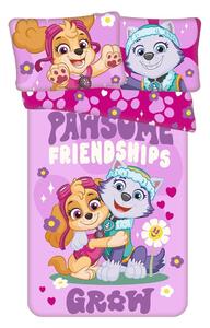 Różowa bawełniana pościel dziecięca do łóżeczka 100x135 cm Paw Patrol "Pawsome friendships grow" – Jerry Fabrics