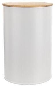 Pojemnik na żywność metalowy biały z bambusową pokrywką WHITELINE 800 ML