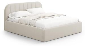 Beżowe tapicerowane łóżko dwuosobowe ze schowkiem ze stelażem 140x200 cm Juno – Windsor & Co Sofas