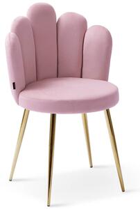 MebleMWM Krzesło muszelka różowe DC-6092 złote nogi, welur #39