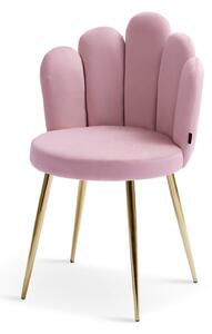 EMWOmeble Krzesło Glamour muszelka DC-6092 różowe, złote nogi