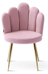MebleMWM Krzesło muszelka różowe DC-6092 złote nogi, welur #33