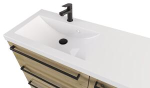 Szafka z umywalką typu loft ATHD UM ST 90 D L UC - drewno połysk - Uchwyt Czarny Mat