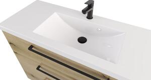 Szafka z umywalką typu loft ATHD UM ST 100 UC - drewno połysk - Uchwyt Czarny Mat