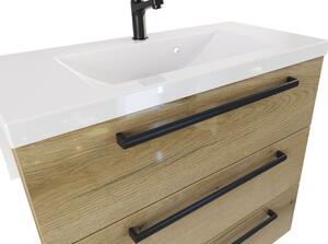 Szafka z umywalką typu loft ATHD UM ST 80 UC - drewno połysk - Uchwyt Czarny Mat