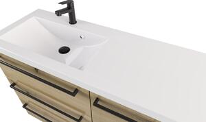 Szafka z umywalką typu loft ATHD UM ST 120 SZ D L UC - drewno połysk - Uchwyt Czarny Mat
