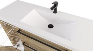 Szafka z umywalką typu loft ATHD UM ST 120 K K UC - drewno połysk - Uchwyt Czarny Mat