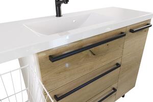 Szafka z umywalką typu loft ATHD UM ST 120 K D UC - drewno połysk - Uchwyt Czarny Mat