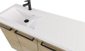 Szafka z umywalką typu loft ATHD UM ST 120 D SZ L UC - drewno połysk - Uchwyt Czarny Mat