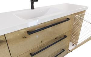 Szafka z umywalką typu loft ATHD UM ST 140 D K UC - drewno połysk - Uchwyt Czarny Mat