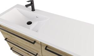 Szafka z umywalką typu loft ATHD UM ST 120 SZ L UC - drewno połysk - Uchwyt Czarny Mat