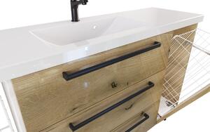 Szafka z umywalką typu loft ATHD UM ST 140 K K UC - drewno połysk - Uchwyt Czarny Mat