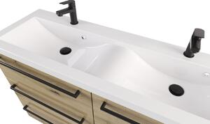 Szafka z umywalką typu loft ATHD UM ST 120 DUO UC - drewno połysk - Uchwyt Czarny Mat