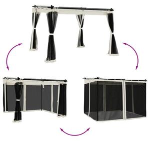 Altanka ze ścianami z siatki, kremowa, 3x3 m, stal