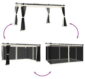 Altanka ze ścianami z siatki, kremowa, 4x3 m, stal