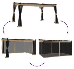 Altanka ze ścianami z siatki, kolor taupe, 4x3 m, stal