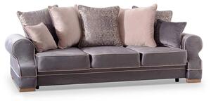 Stylowa kanapa rozkładana na nóżkach z poduszkami i schowkiem do salonu tosca