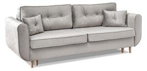 Skandynawska sofa rozkładana blink szara welurowa na bukowych nóżkach